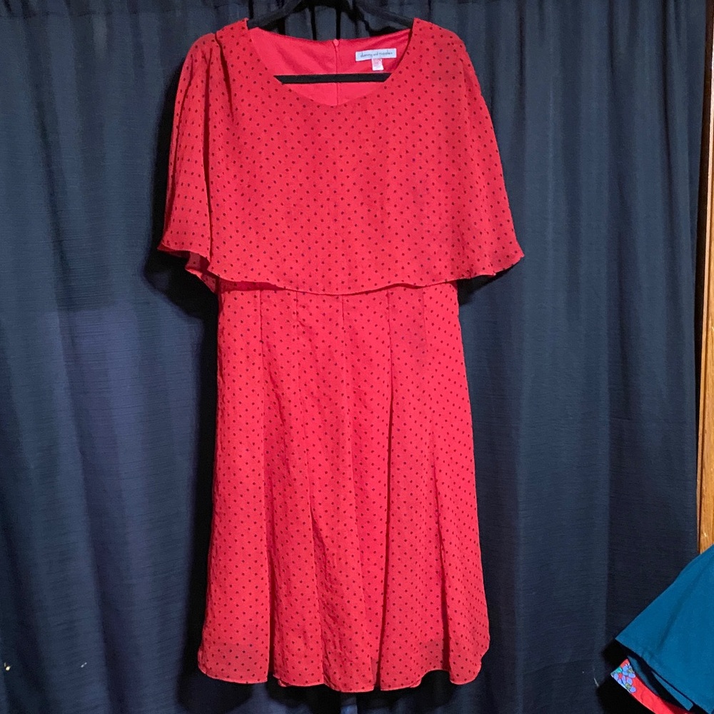 Danny & Nicole Red Dress with Black Dots